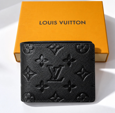Black embossed bifold wallet for men in a classic black design by ZAVELLE